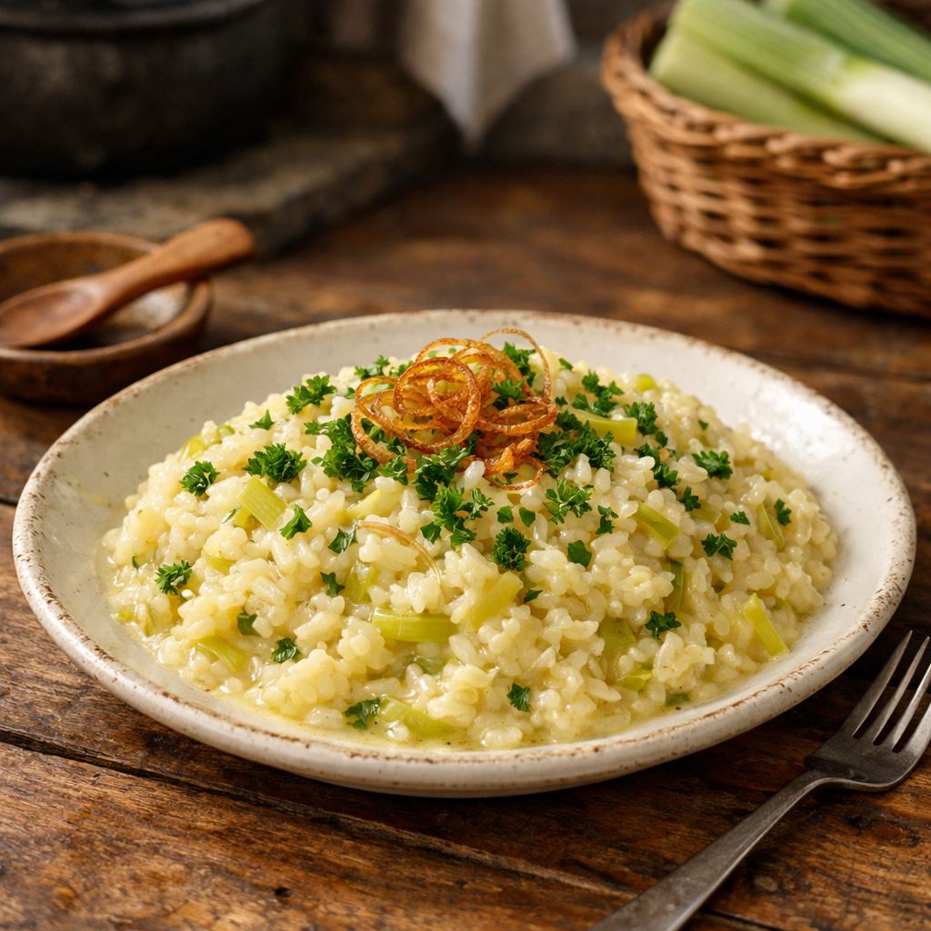 Arroz com alho-poró